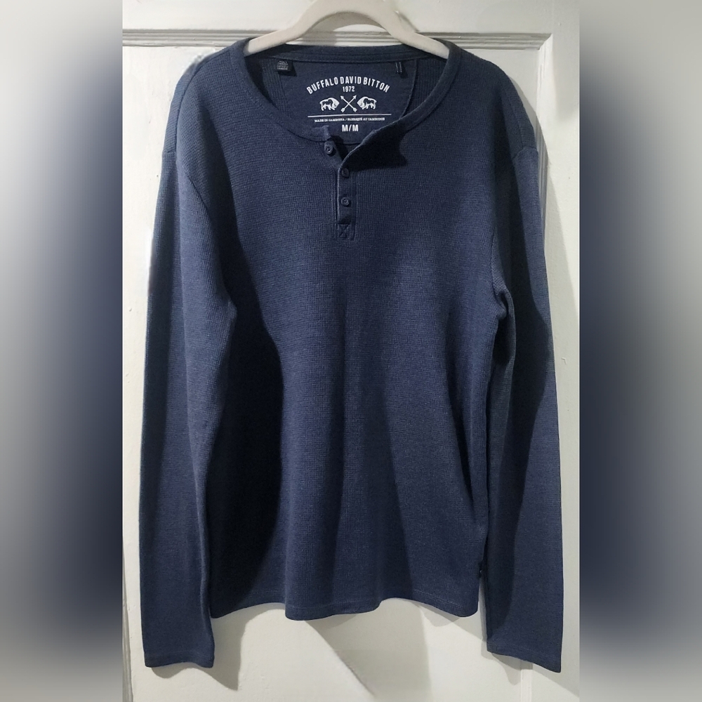NWOT Buffalo David Bitton Navy Blue Long-Sleeve Henley size: M